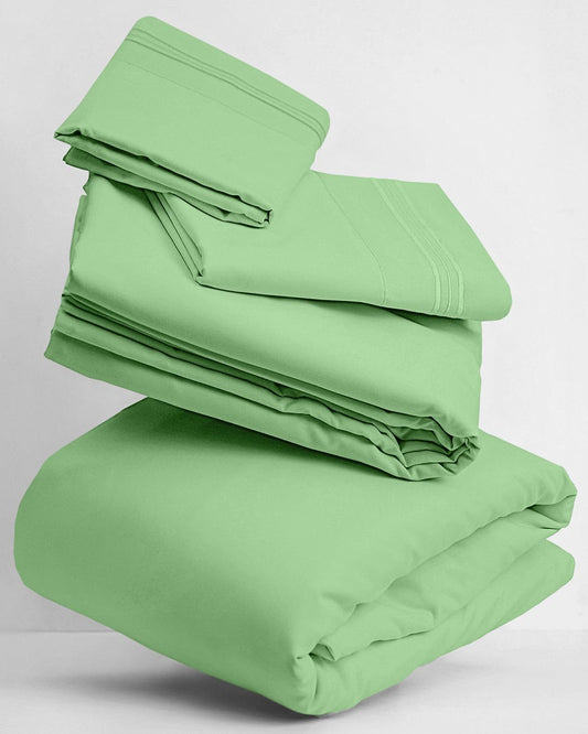 Mellanni Twin XL Sheets Set - 3 PC Iconic Collection Bedding - Hotel Luxury, Extra Soft, Cooling Bed Sheets - Wrinkle, Fade, Stain Resistant (Twin Extra Long, Pistachio)