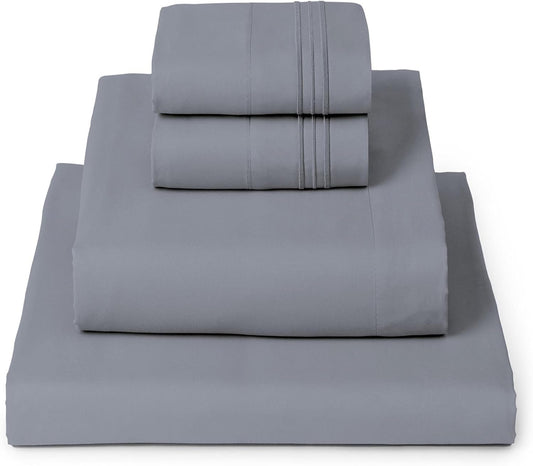 Mellanni King Sheets Set - 4 PC Iconic Collection Bedding - Hotel Luxury, Extra Soft, Cooling Bed Sheets - Wrinkle, Fade, Stain Resistant (King, Mineral Gray)