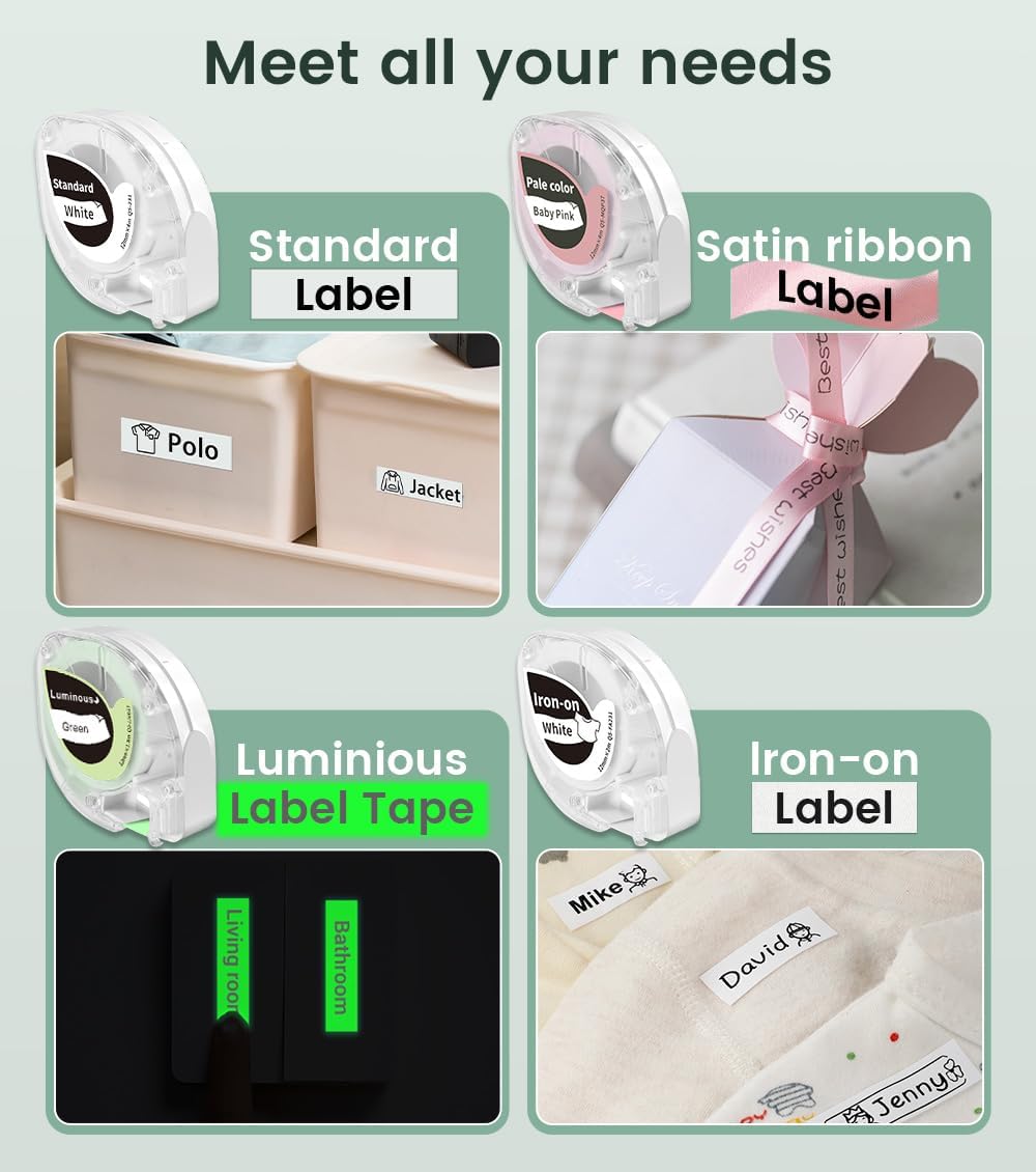 Phomemo P12 PRO Label Maker Machine with Tape, Mini Bluetooth Portable Thermal Labelmaker for Home, Office, Organizing, Kitchen, Wireless Small Label Makers with Multiple Templates, Green