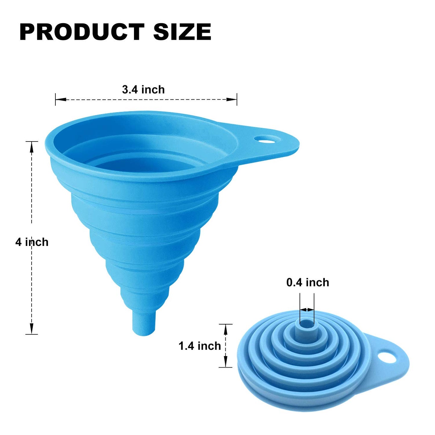Funnels for Kitchen Use, Food Grade Silicone Collapsible Kitchen Funnel (Blue)
