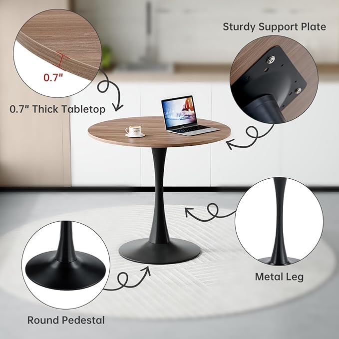 32" Round Dining Table Set for 4, Breakfast Table Set for 4, Round Kitchen Table and Chairs Set for Apartment,Break Room, Bistro,Living Hall, Small Space