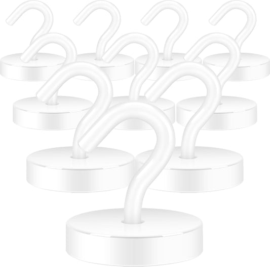 Neosmuk Magnetic Hooks, Cruise Ship Essentials, 100lb+ Heavy Duty Magnetic Hooks for Cruise Cabins, Refrigerator, Grill, Hanging, and Travel | Extra Strong Must-Haves Magnet Hook,White