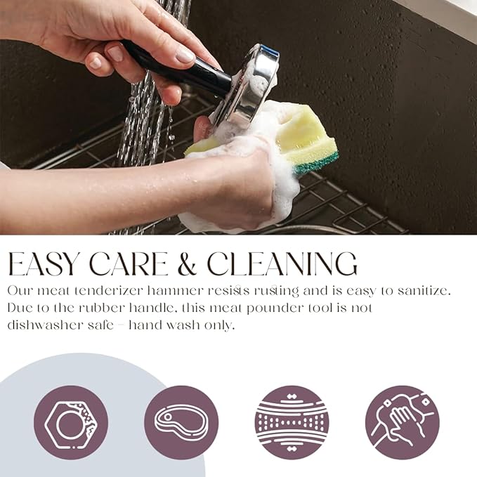 Bellemain Meat Pounder Flattener, Easy-Grip Meat Tenderizer, Stainless Steel Meat Mallet for Cooking, Meat Hammer, Chicken Tenderizer, Meat Smasher Utensil, Kitchen Mallet, Meat Masher Tool