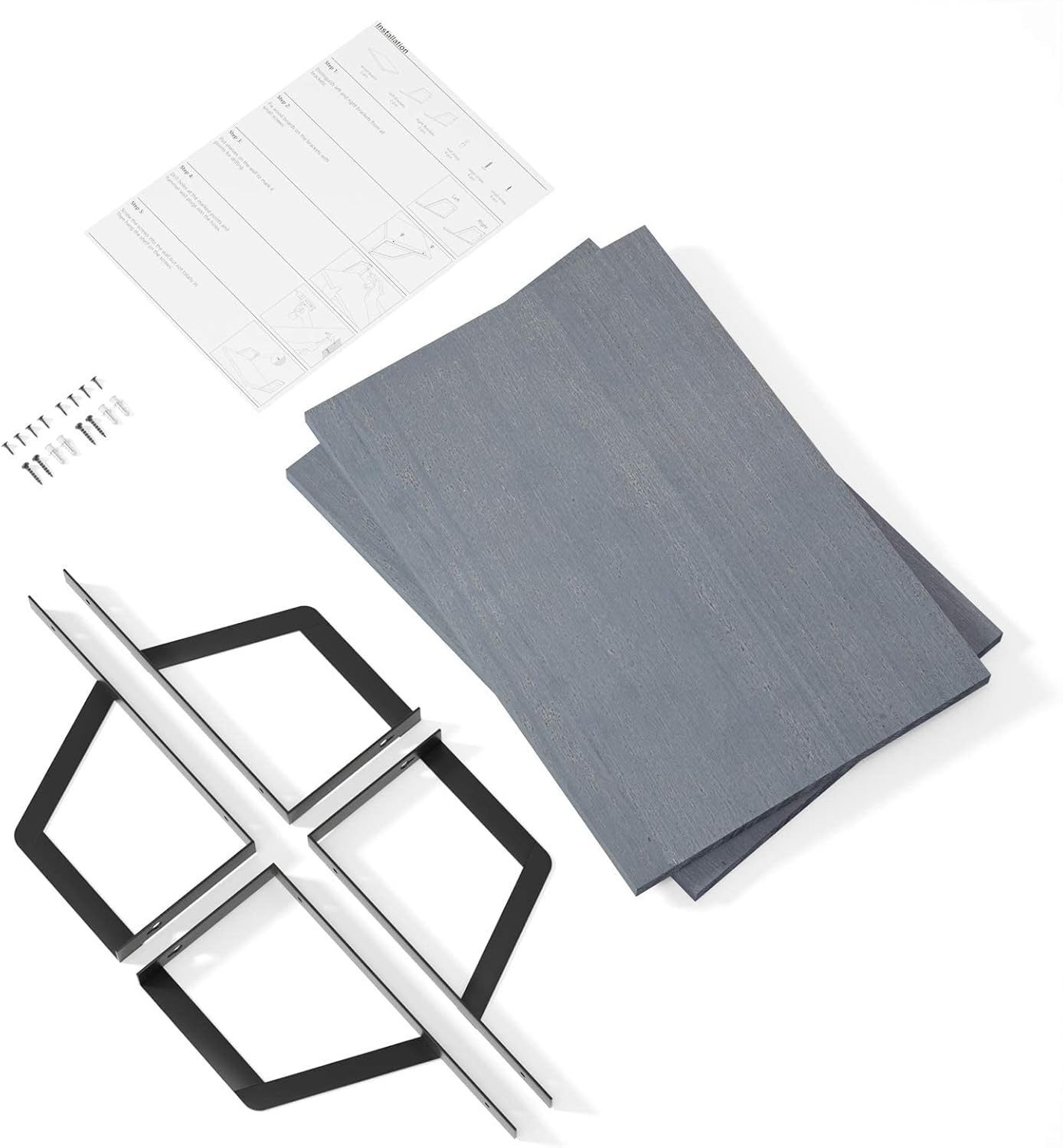 SRIWATANA Floating Shelves Wall Mounted Set of 2 Rustic Wood Shelves with Large Capacity(Weathered Gray)