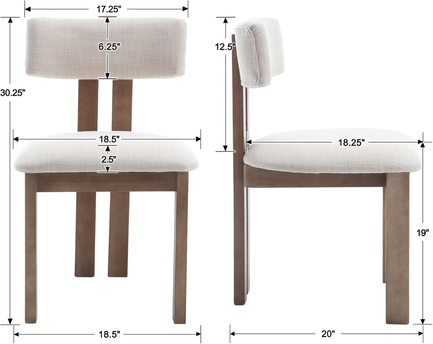 chairus Dining Chairs Set of 6 Linen Fabric Diner Chairs Farmhouse Wood Chairs for Kitchen and Dining Room, Beige