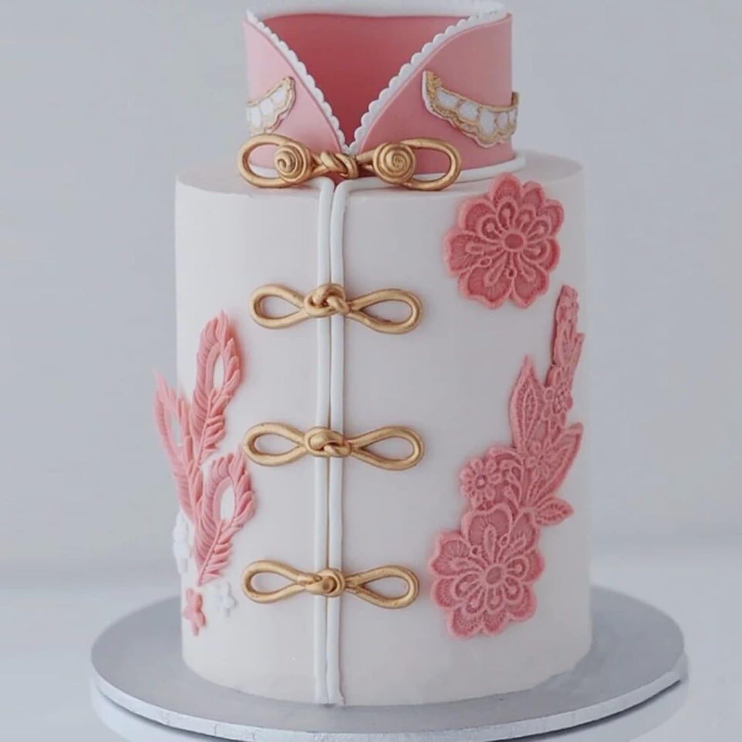 Lace Fondant Molds 4 Pcs, Peonies Embroidery Chocolate Cake Border Decorating Molds, Candy Sugar Craft Baking Tools, Cupcake Toppers Flower Paste Cookies Marzipan Mousse Butter Clay Epoxy