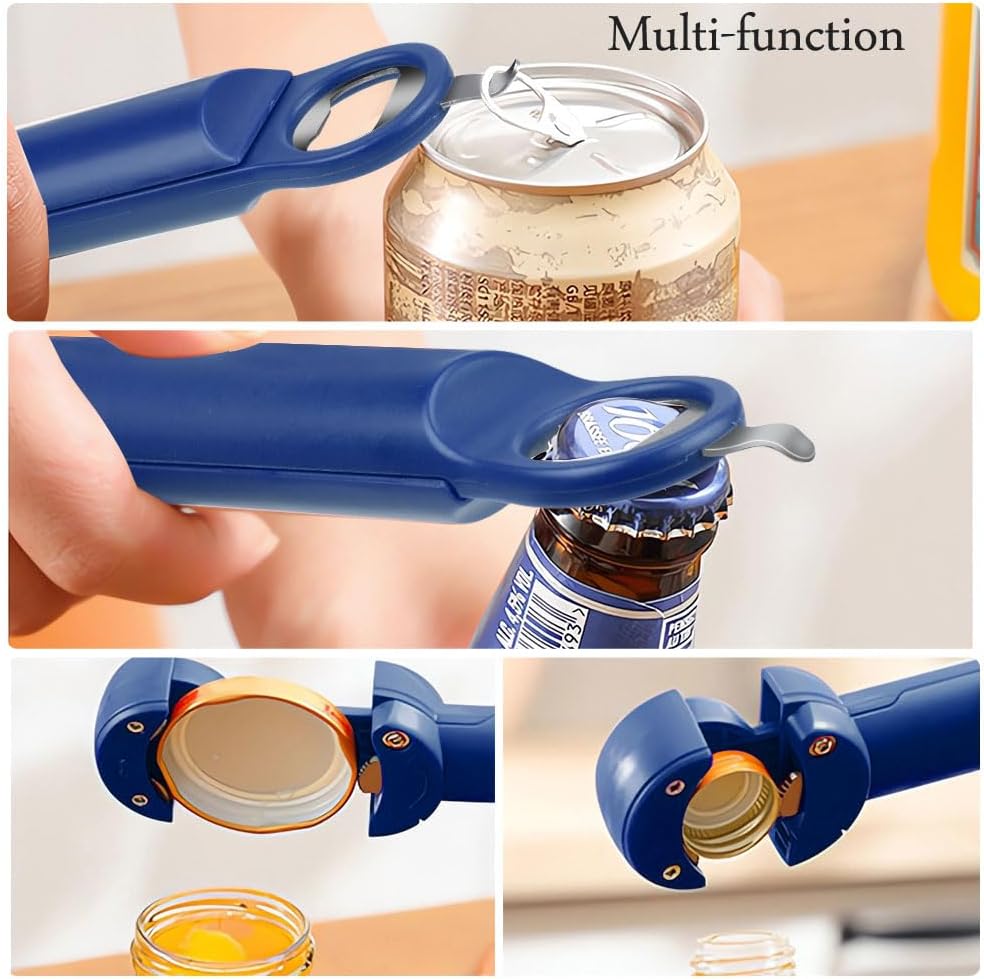 Jar Opener Bottle Opener Lid Opener for Weak Hands, Arthritic Hands, Seniors,Low Strength and Children with Beer Opener Blue