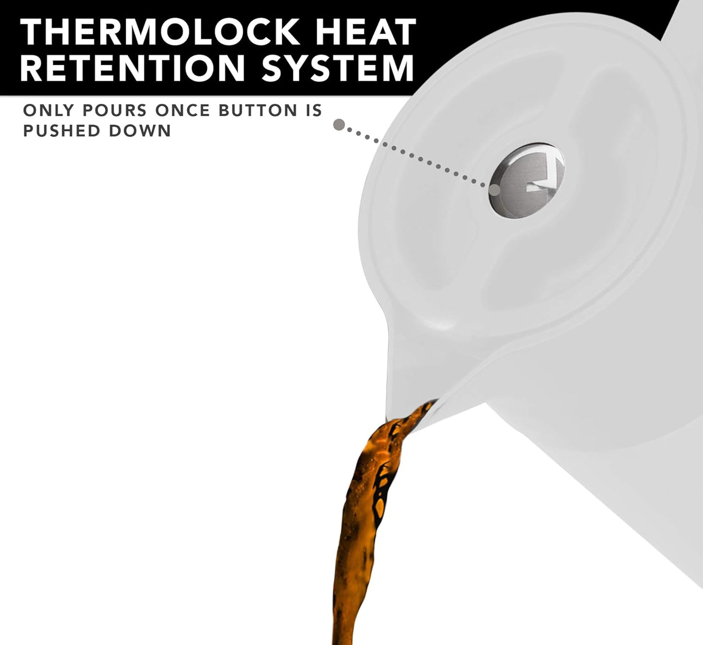 Hastings Collective Thermal Coffee Carafe 40 Oz - Stainless Steel Double Walled Vacuum Insulated Carafe - 1 Liter Thermal Coffee Pot Thermos, Travel Size Beverage Dispenser with Tea Infuser (White)