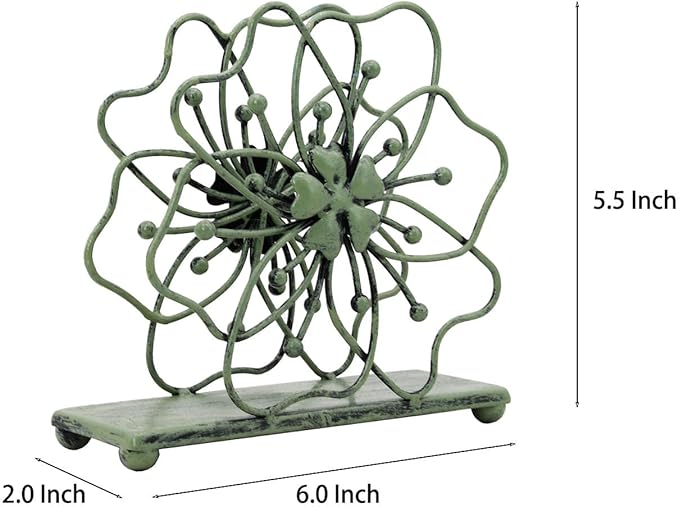 OwlGift Flower Style Napkin Holder, Freestanding Tissue Dispenser, Dining Table Napkin Storage for Home Kitchen Restaurant Picnic Party Wedding Housewarming – Green