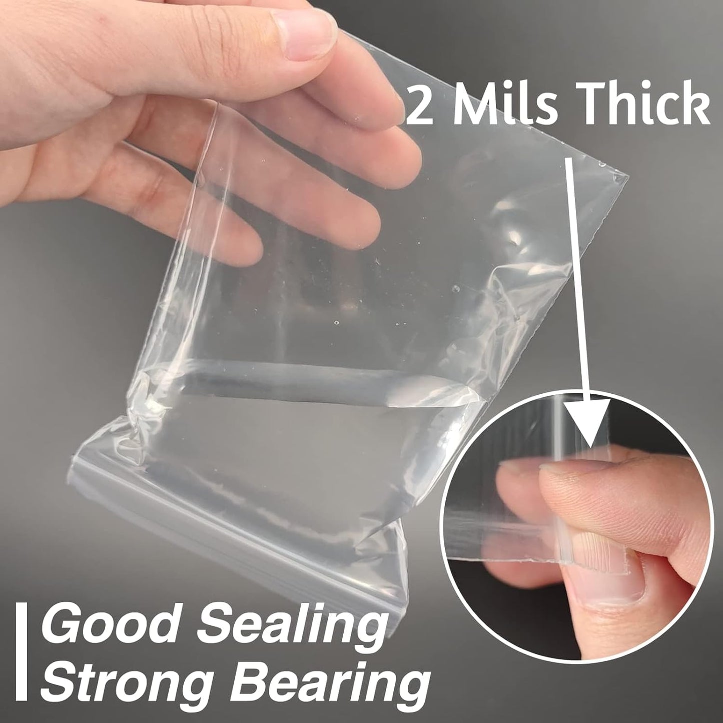 Plastic Jewelry Bags, 200pcs 2 x 3 Clear Zip Bag, 2 mil Thick Small Baggies with Resealable Zipper, Storage Baggies for Daily Vitamin, Jewelry, Candy