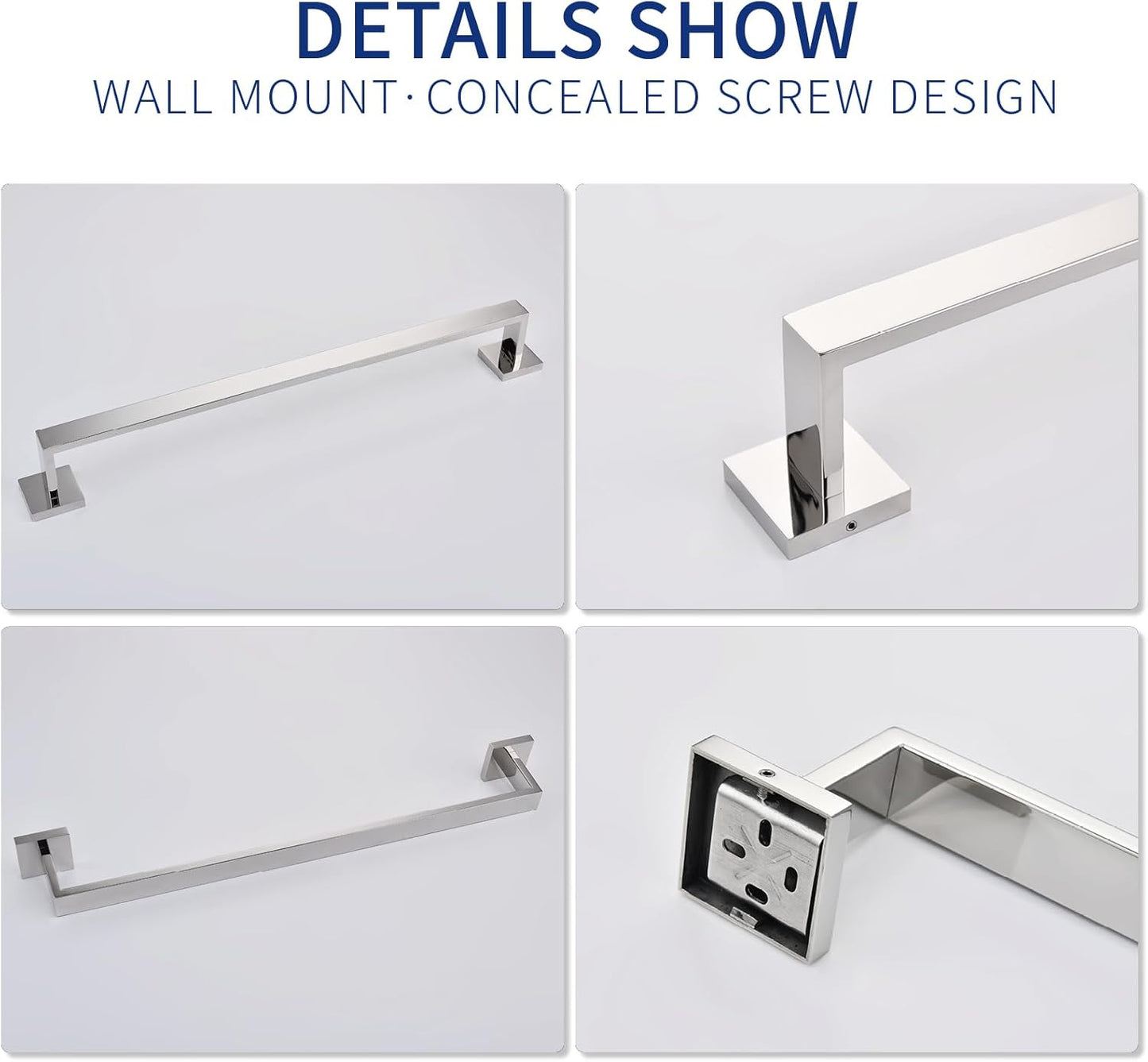 TASTOS 23.6 Inch Black Single Towel Bar Rack, SUS 304 Stainless Steel Bathroom Towel Bar Heavy Duty Towel Holder Kitchen Towel Rod, Wall Mount with Screws Towel Bar Rod Polished Chrome Finish