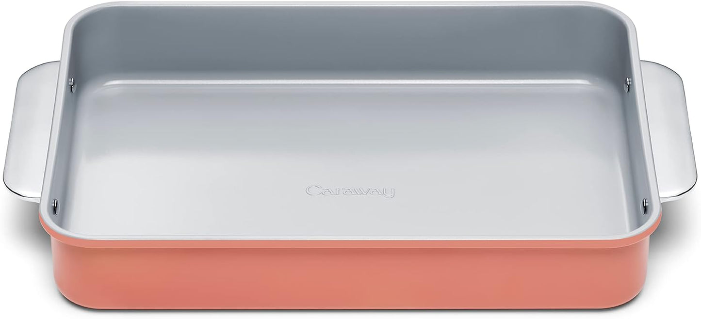 Caraway Non-Stick Ceramic 9”x13” Rectangle Pan - Naturally Slick Ceramic Coating - Non-Toxic, PTFE & PFOA Free - Perfect for Brownies, Lasagnas, and More - Perracotta