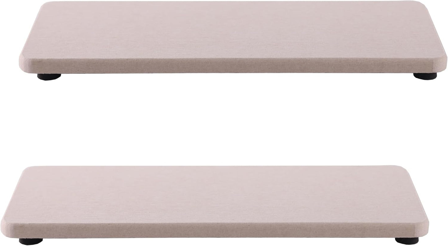 2 Pcs Water Absorbing Stone Trays, Kitchen/Bathroom Sink Soap Dish, Diatomite Tray Used for Hand Soap & Cosmetic Bottles in The Modern Home, 3.15" W x 8.7" L, Light Gray