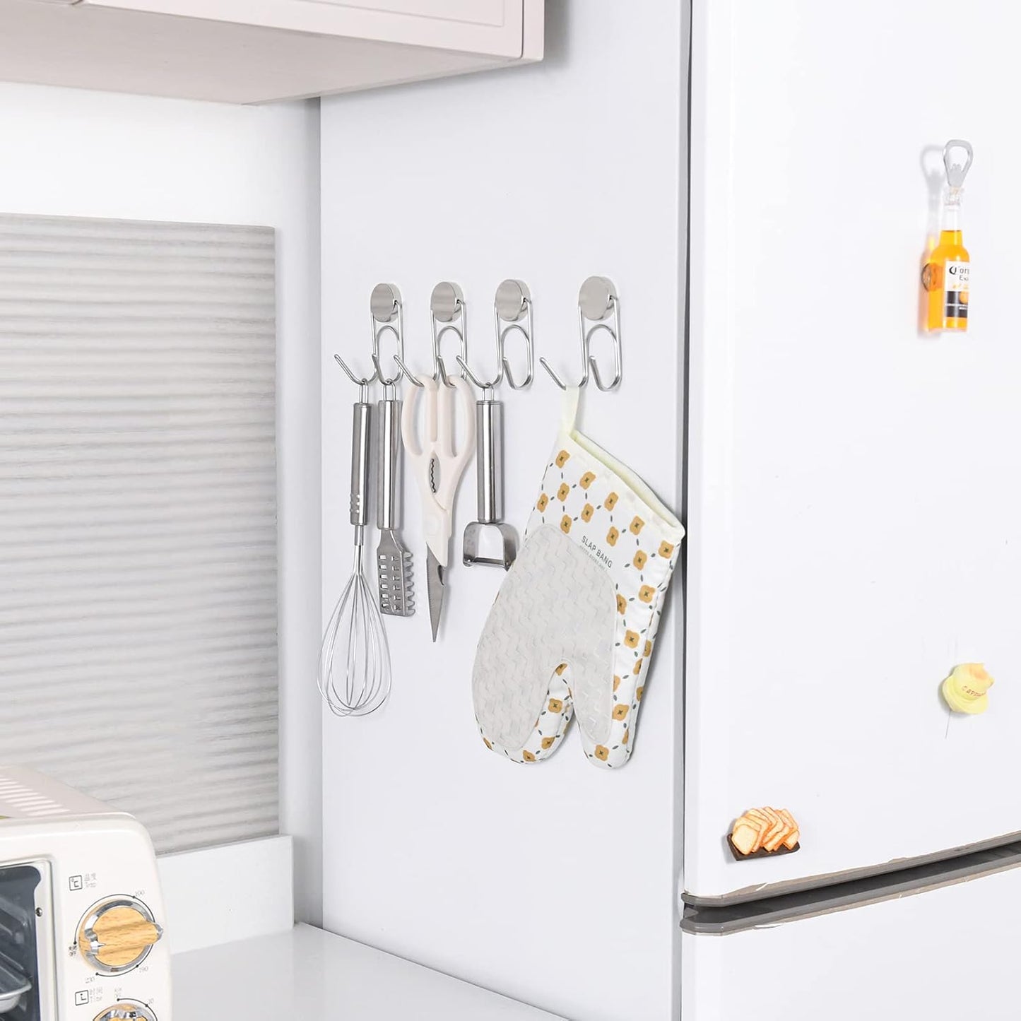 Magnetic Hooks 304 Stainless Steel Hooks Heavy Duty Magnets Hanging Hooks for Refrigerator Grill Toolbox Cabins Outdoor,Cruise Essentials Camper Accessories,8pack(Silver,1.3in-2)