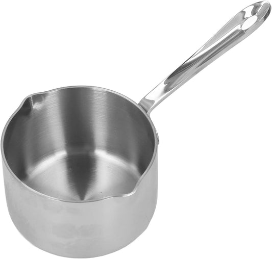 Butter Warmer, 300ml Mini Milk Warmer Pot Stainless Steel Coffee Pots Saucepan Butter Melting Pot with Dual Pour Spout for Coffee Tea Soup Warming