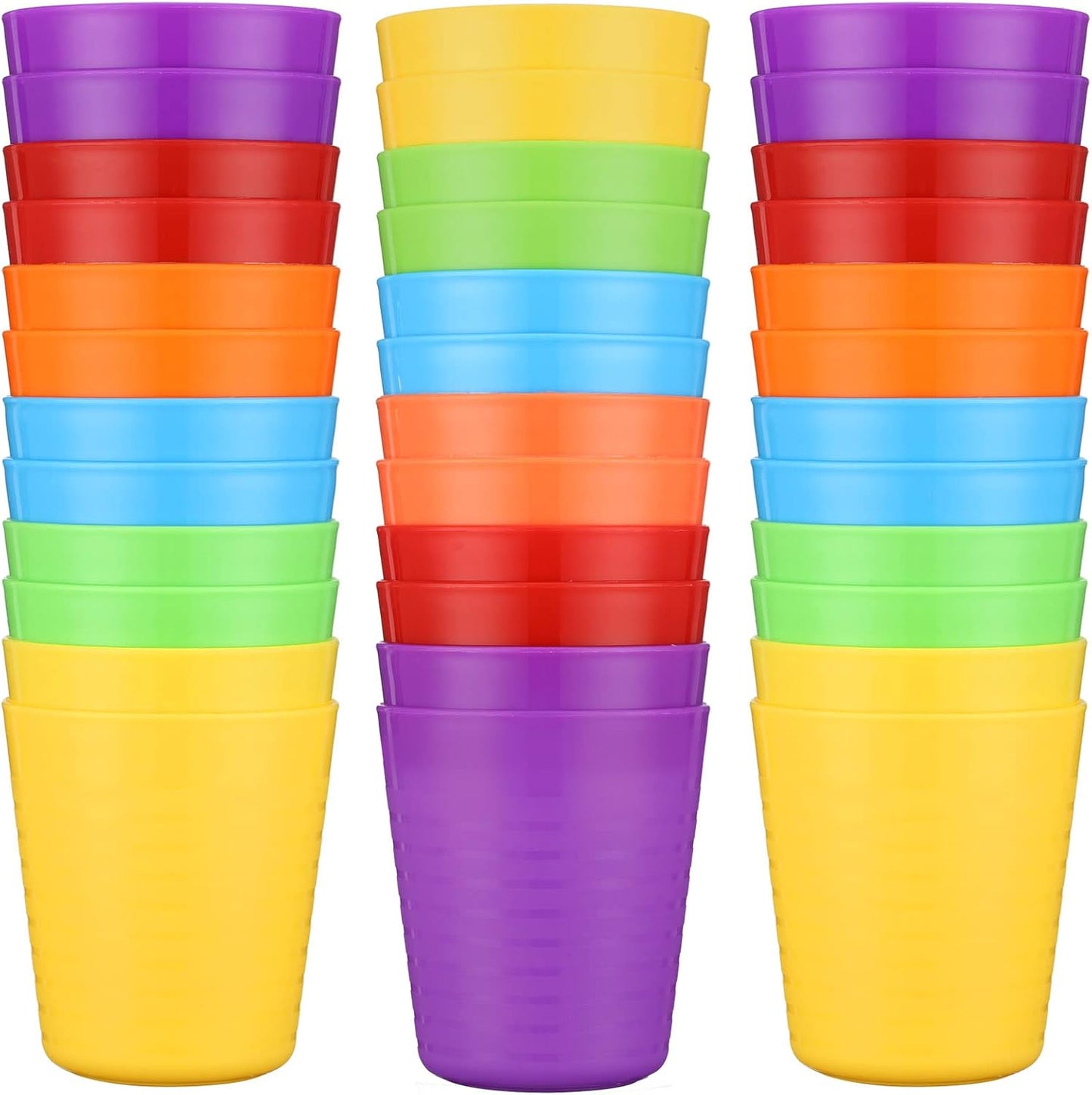Eccliy 36pcs Kids Cups 8 oz Unbreakable Plastic Stackable Juice Reusable Tumblers Bulk Plastic Drinking Cups for Toddlers Baby Kids, Dishwasher Safe, 6 Colors(Bright Colors)