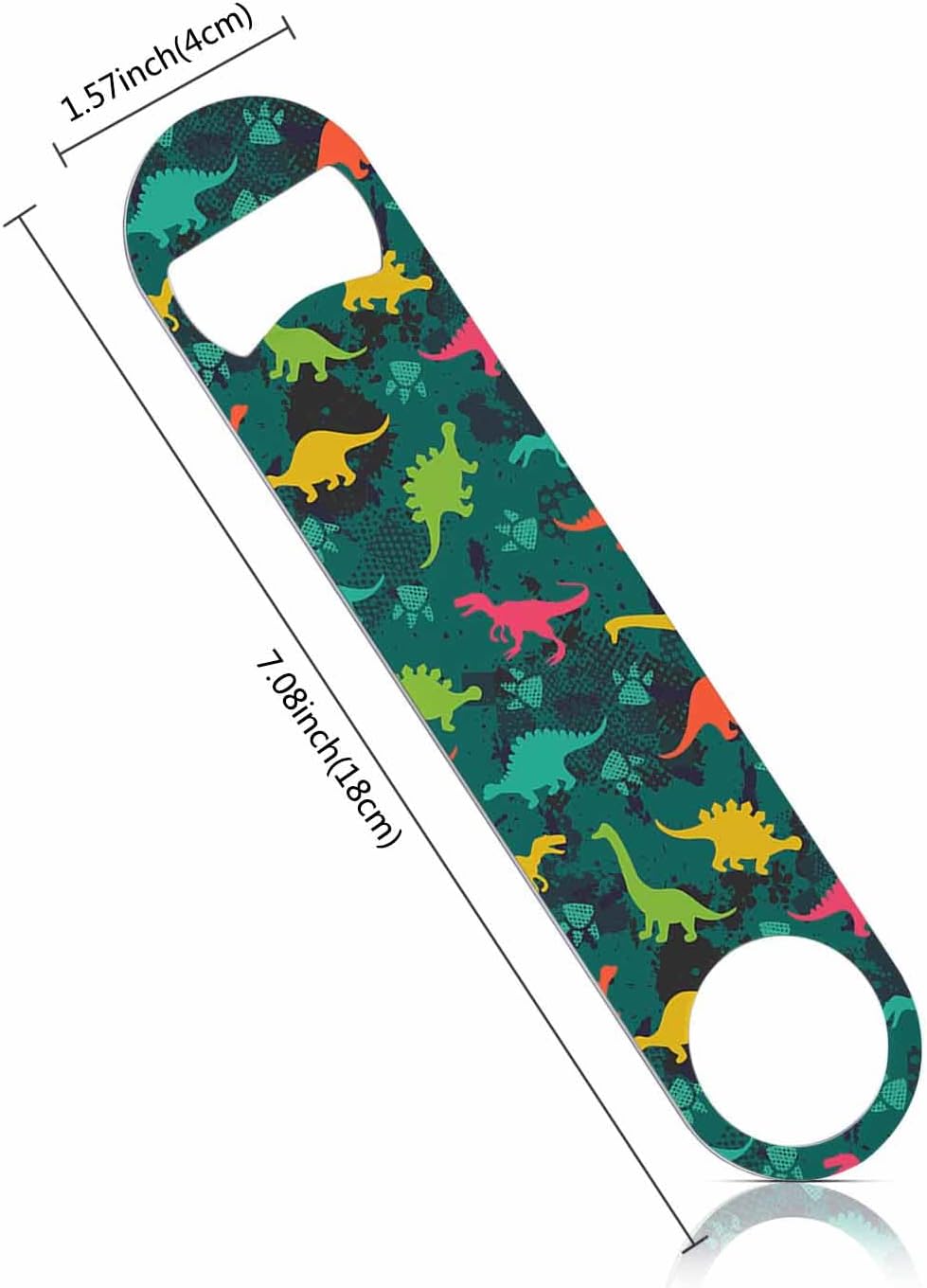 Cute Dinosaur Stainless Steel Bottle Opener Cartoon Colorful Dinosaurs Reptile Green Flat Beer Bottle Opener Keychain for Home Kitchen Bar Restaurant Party Birthday Gift