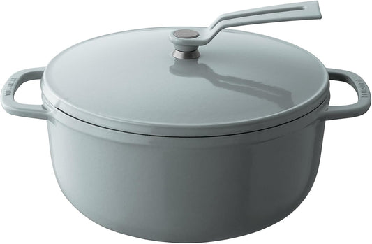 Vermicular Oven Pot 2.0 | Lightweight Enameled Cast Iron Pot | 22cm (3.7 Qt) | Non-Toxic | Induction-compatible | Dutch Oven | Made in Japan | Oyster Gray