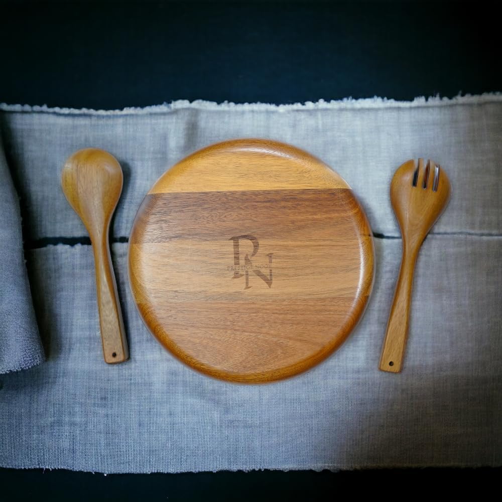 Extra Large Wooden Salad Bowl - 12“ x 5” Acacia Wood Serving bowl with 2 servers, Large Fruit bowl for food with serving utensils, Housewarming Wedding Christmas Gift