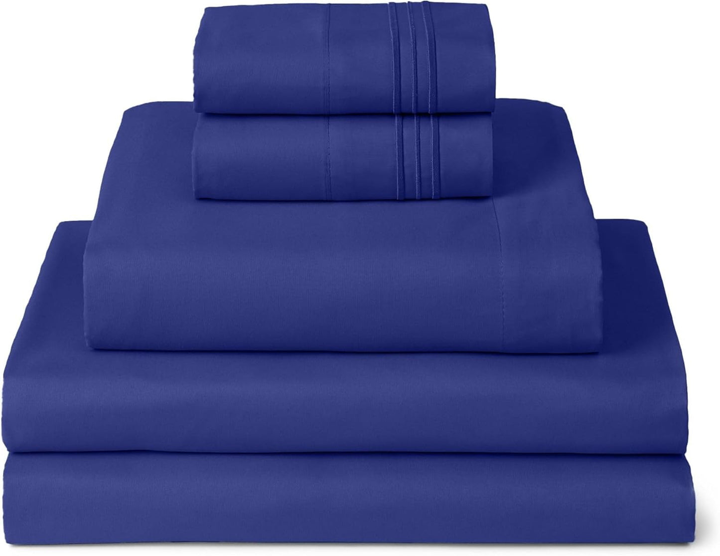 Mellanni Split King Sheets Set - 5 PC Iconic Collection Bedding - Hotel Luxury, Extra Soft, Cooling Bed Sheets - Wrinkle, Fade, Stain Resistant (Split King, Royal Blue)