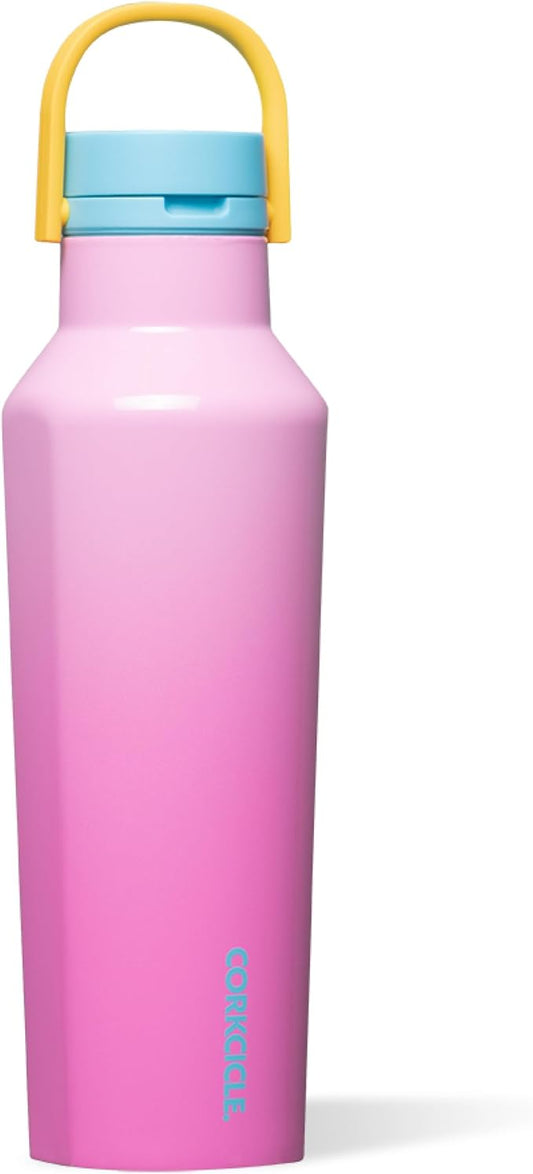 Corkcicle Sport Canteen - Keeps Drinks Cold 25 Hours - Stainless Steel Water Bottle - Triple-Insulated - Spill-Proof - Summer Drinkware Gift - Keeps Drinks Ice Cold - 20 oz - Pink Pop