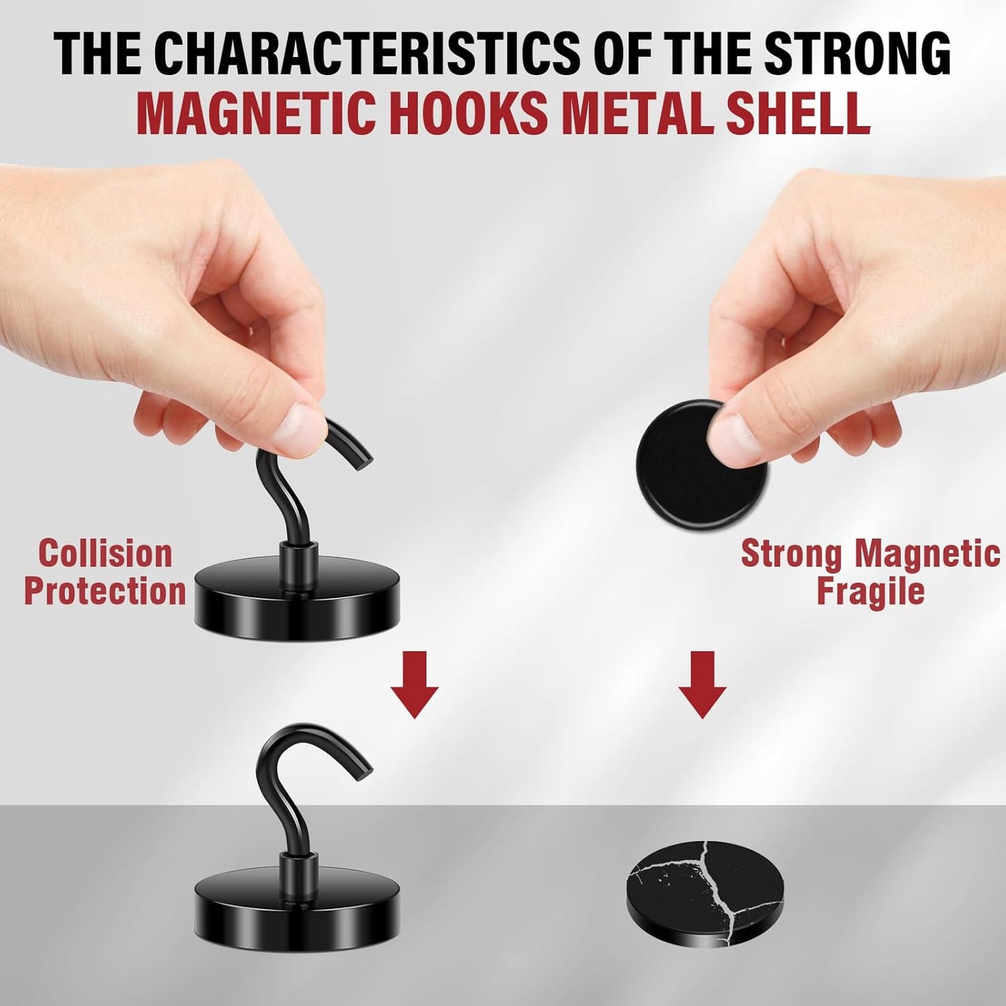 Magnetic Hooks, 150Lbs Black Heavy Duty Magnets Magnetic 2025 Cruise Cabins Ship Essentials Strong Magnet Hook for Classroom Home Refrigerator Door Fridge Camping Hanging 12 Pack