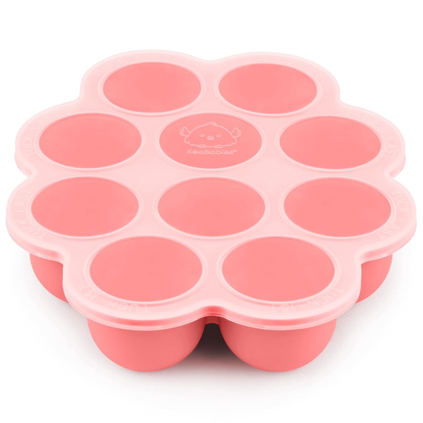 KeaBabies Silicone Food Freezer Trays with Lid, 2oz x 10 Pods Baby Food Storage Containers, Easy Puree Meal Prep, Breast Milk Silicone Freezer Molds, Dishwasher,Microwave Safe,BPA-Free(Blossom)
