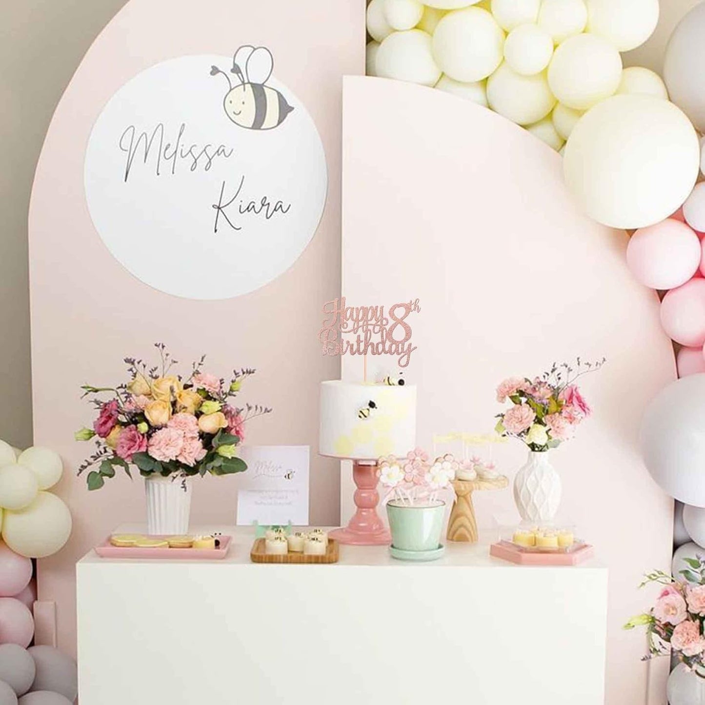 1 PCS Happy 8th Birthday Cake Topper Glitter Cheers to 8 Years Cake Pick Number 8 Fabulous Cake Decoration for 8th Birthday Party Decorations Supplies Rose Gold