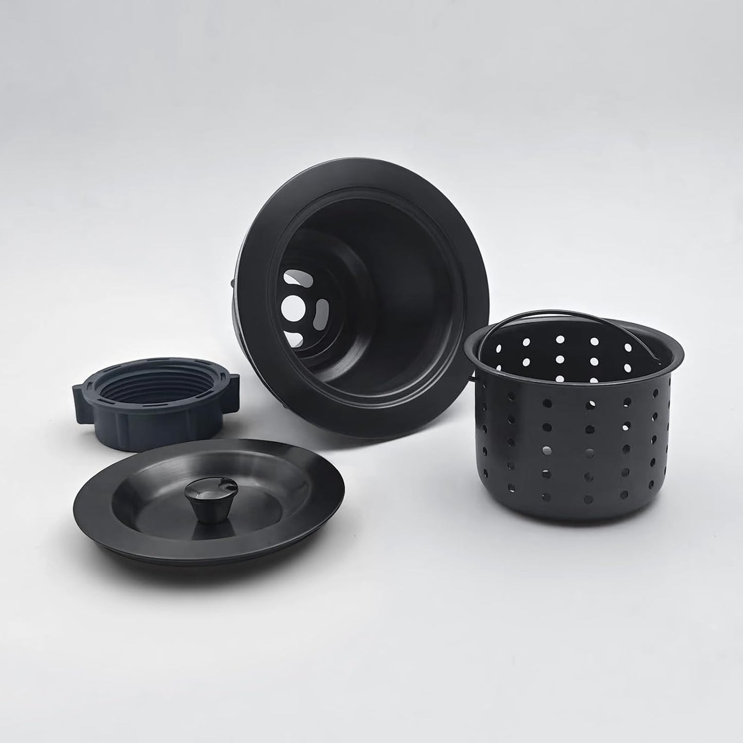 3-1/2-Inch Kitchen Sink Drain Strainer Assembly Kit Black, GZILA Deep Waste Basket Strainer with Sealing Lid Sink Stopper, 304 Stainless Steel