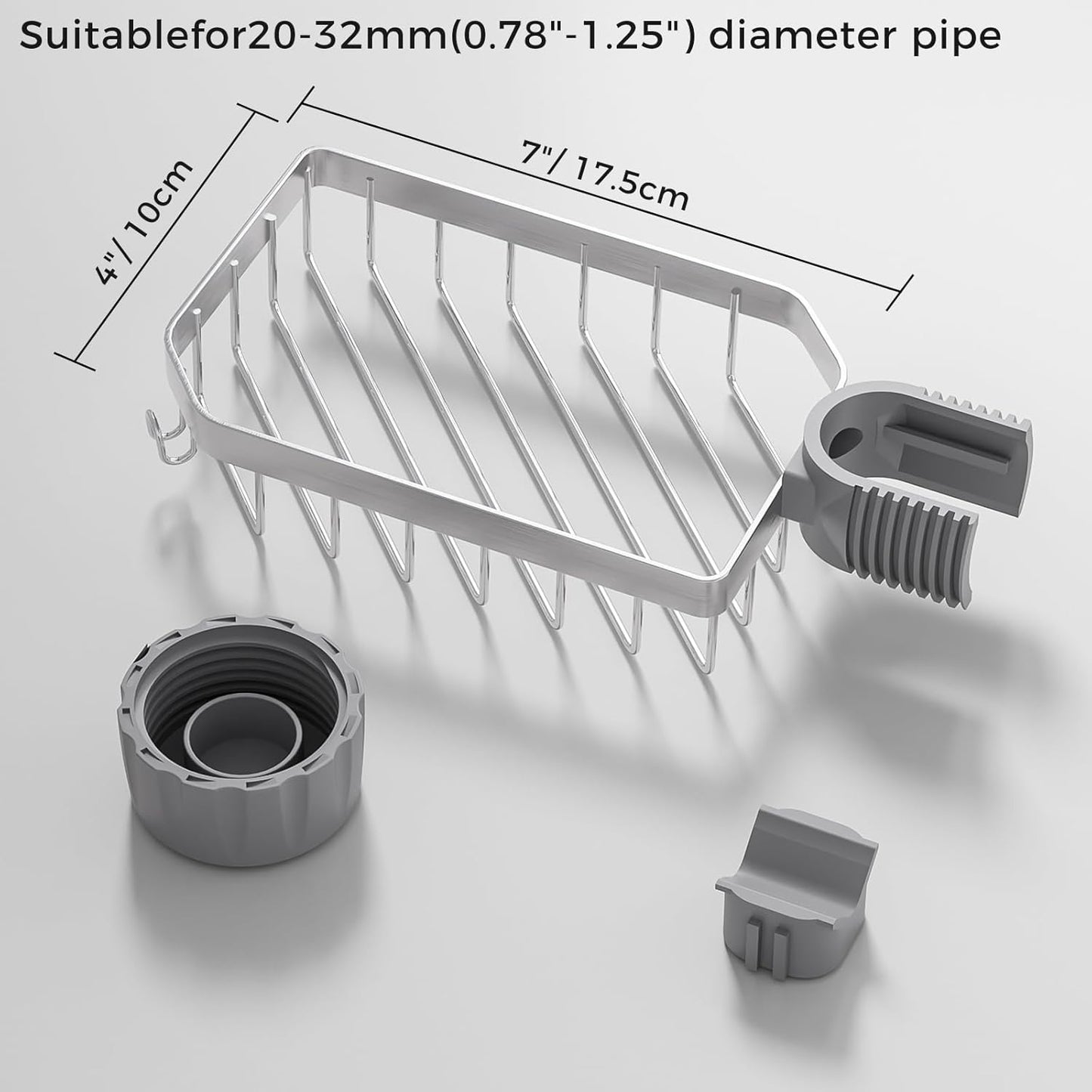 LONIN Sponge Holder Over Faucet Kitchen Sink Caddy Organizer, Stainless Steel Detachable Hanging Faucet Drain Rack for Bathroom, Scrubbers, Soap