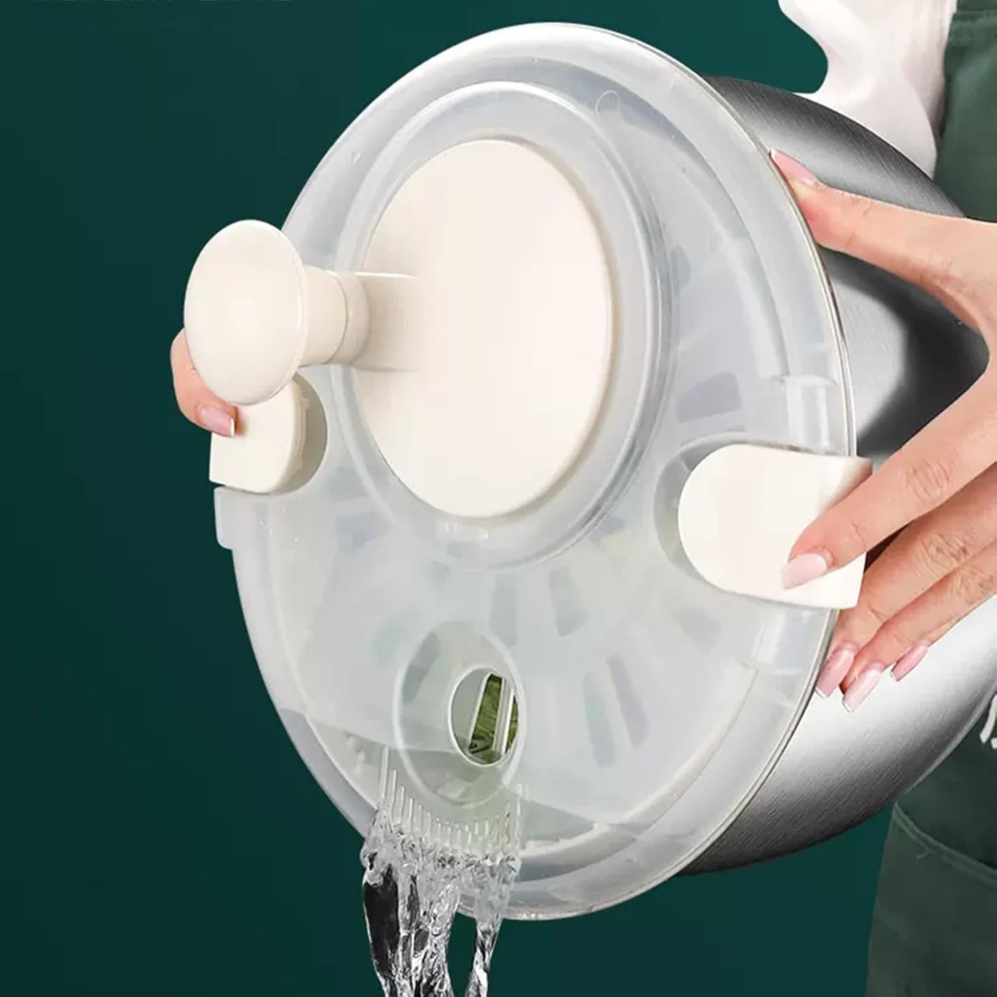 6L Salad Spinner, Stainless Steel Large Vegetable Washer, PP Lid, for Fruit Washer， Pasta and Fries Spinner