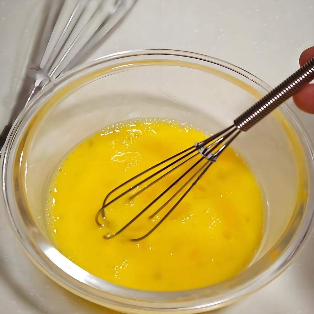 10 inch Stainless Steel Whisk, 5 inches for mixing small amounts of liquids, milkshakes, coffee, juice, etc. 2-piece set (buy 10 inches and get 5 inches as a gift) silver