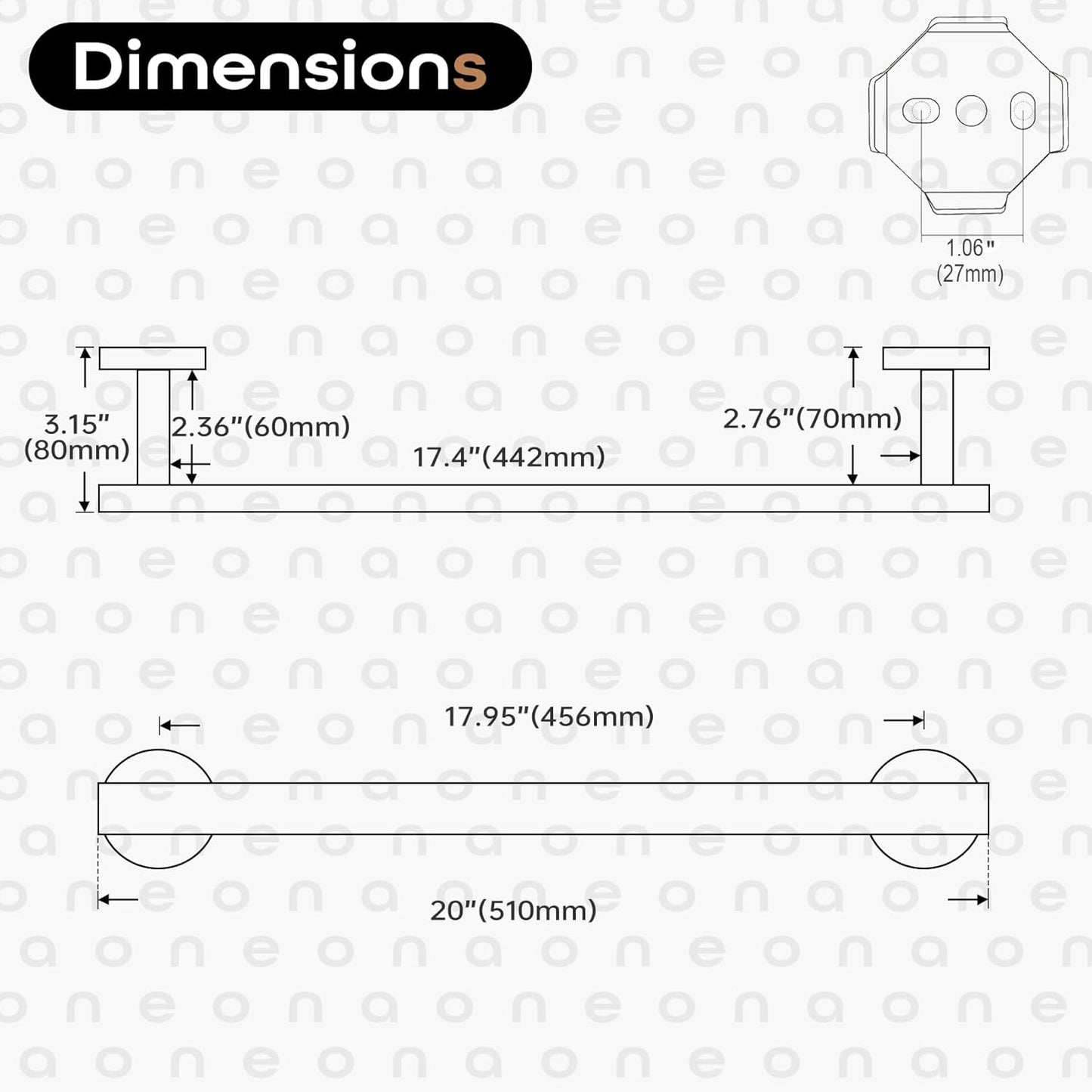 20 Inch Bathroom Towel Bar Bath Towel Rack Kitchen Towel Holder Towel Shelf Wall Mounted SUS304 Stainless Steel 2 Pack Oil Rubbed Bronze AN4001ORB-L20-P2