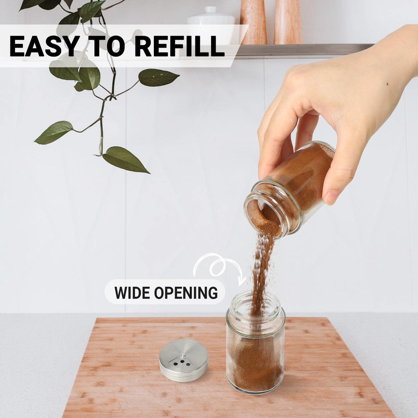 Segarty Spice Jars, 6 Pack 3 oz Spice Bottles with Shaker Lids, Glass Empty Storage Containers with Adjustable Stainless Steel Flow Top for Your Regularly Used Spices