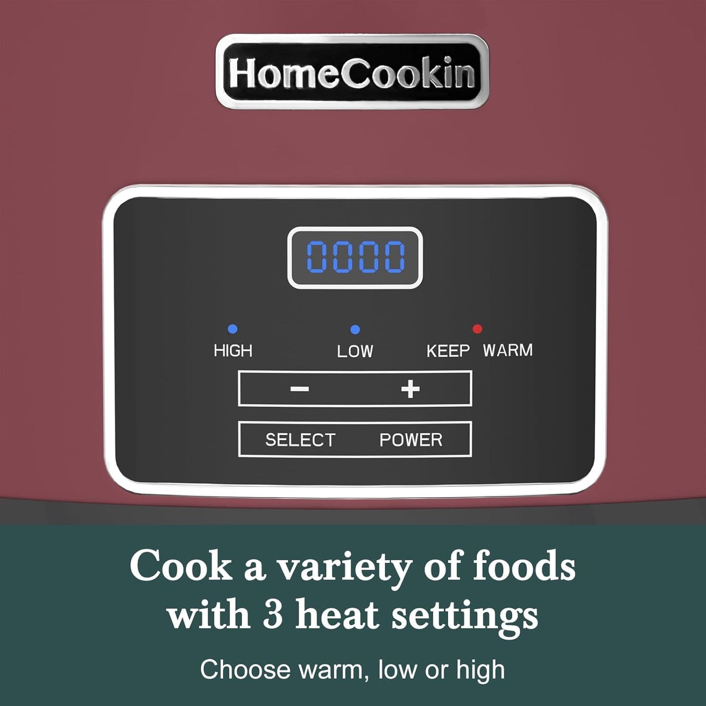 HOMECOOKIN 7-Quart Programmable Slow Cooker with Timer Keep Warm - Small Kitchen Appliance for Family Dinners - Serves 6+ People (Red Shell + White Ceramic Liner)