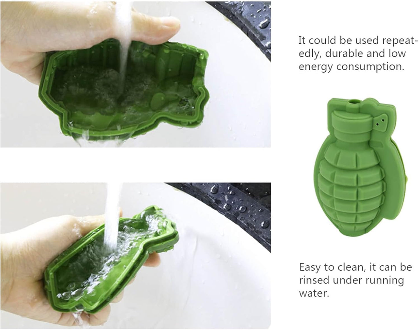 2 PCS Grenade Ice Cube Mold Large 3D Grenade Chocolate Cake Maker Silicone Ice Maker for Whiskey Baking Cakesicle Molds