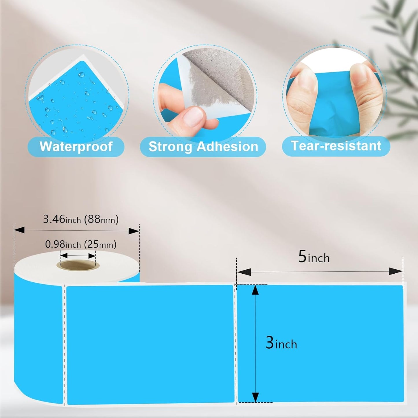 3 x 5 inch Home Moving Box Labels for Storage Bins 300pcs Colored Blank Label Sticker for Shipping Thermal Printer Color Coding Rectangle Moving Labels for Packing Boxes Sky Blue