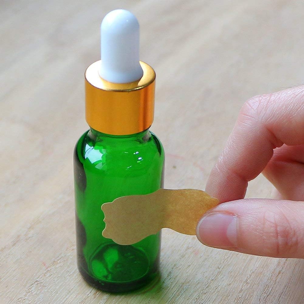 Nardo Visgo Natural Brown Kraft Paper Label Stickers,Removable Assorted Size and Shapes Kraft Labels for Essential Oil Bottles,Mason Jars,Storage Containers or Gift Decoration,Free Black Marker,285pcs