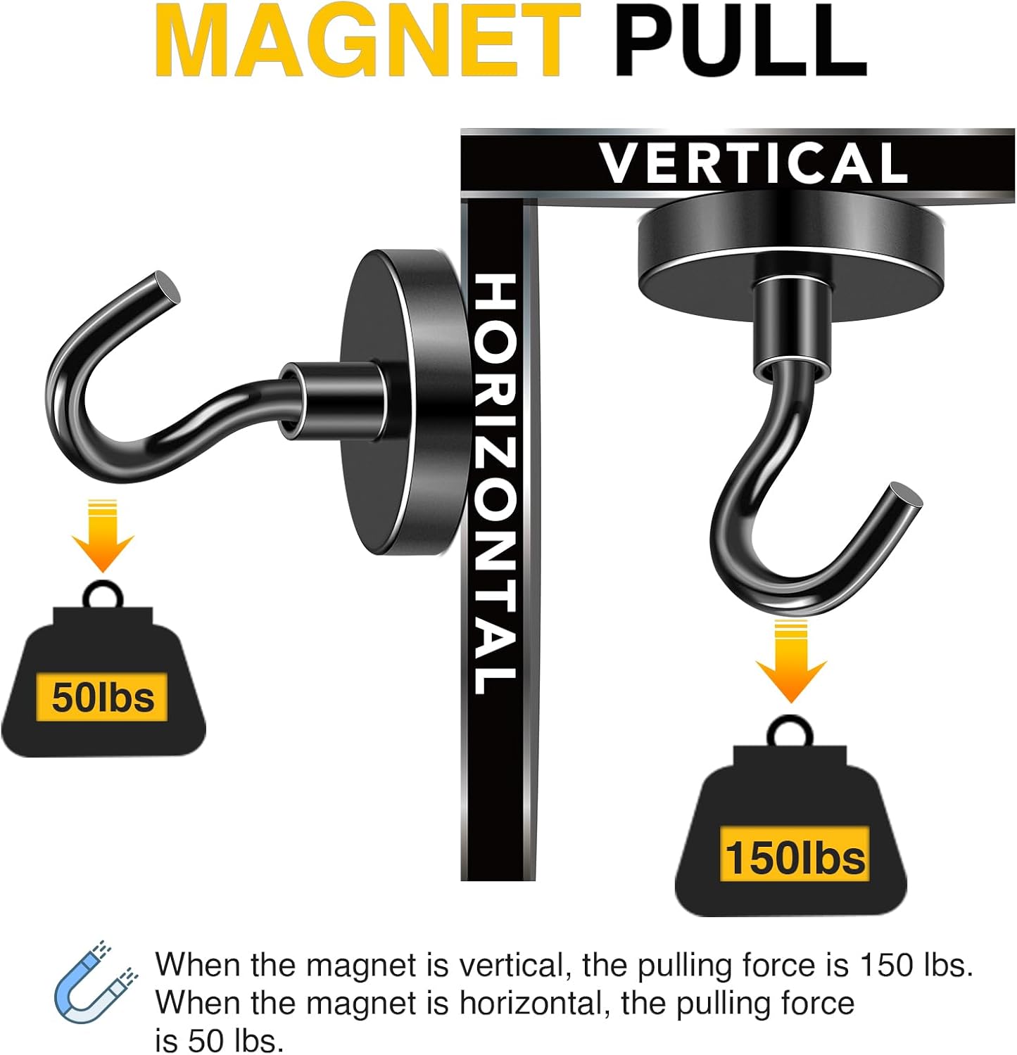 DIYMAG Outdoor Hooks for Hanging String Lights, Balck Magnetic Hooks Strong 150lbs+ Hanging Party Light Wall Cable for Outside 2025 Cruise Cabin Refrigerator Fridge Grills Must Have 10PCS