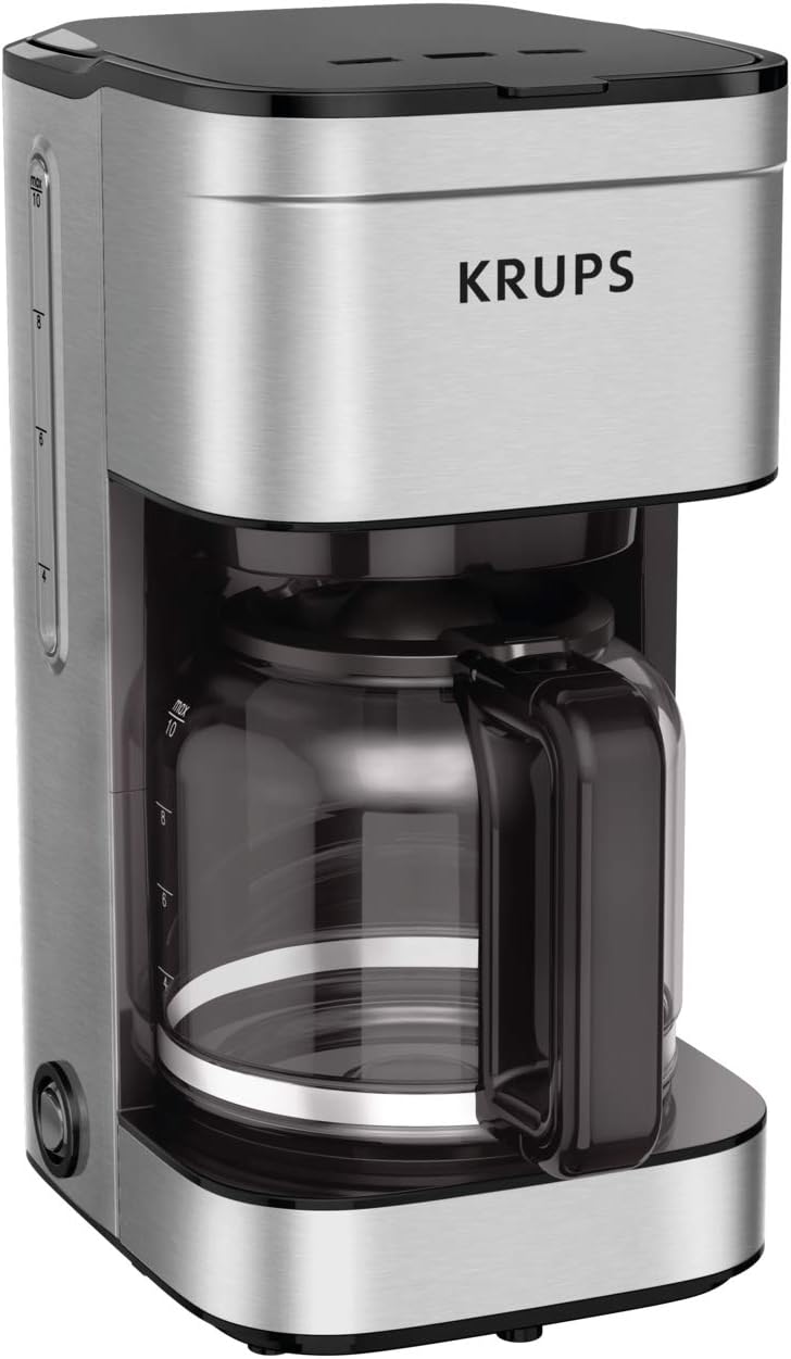 KRUPS Newer Model Drip Coffee Maker, 10-Cup, Silver