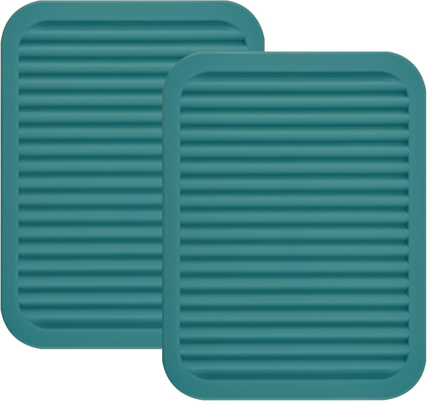 Silicone Trivet Mat-Trivets for Hot Pots&Pans-Hot Pads for Kitchen-Versatile Trivets for Hot Dishes-Heat Resistant Mats for Counter&Table, Silicone Pot Holders Drying Mat (9x12) Pack 2 Teal