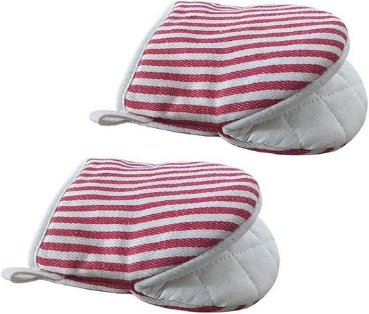 Mini Oven Mitts, Kitchen Oven Gloves Kitchen Mittens 500 Degrees Heat Resistant Baking Gloves with Hanging Loops Hot Gloves for Cooking, Baking (red)