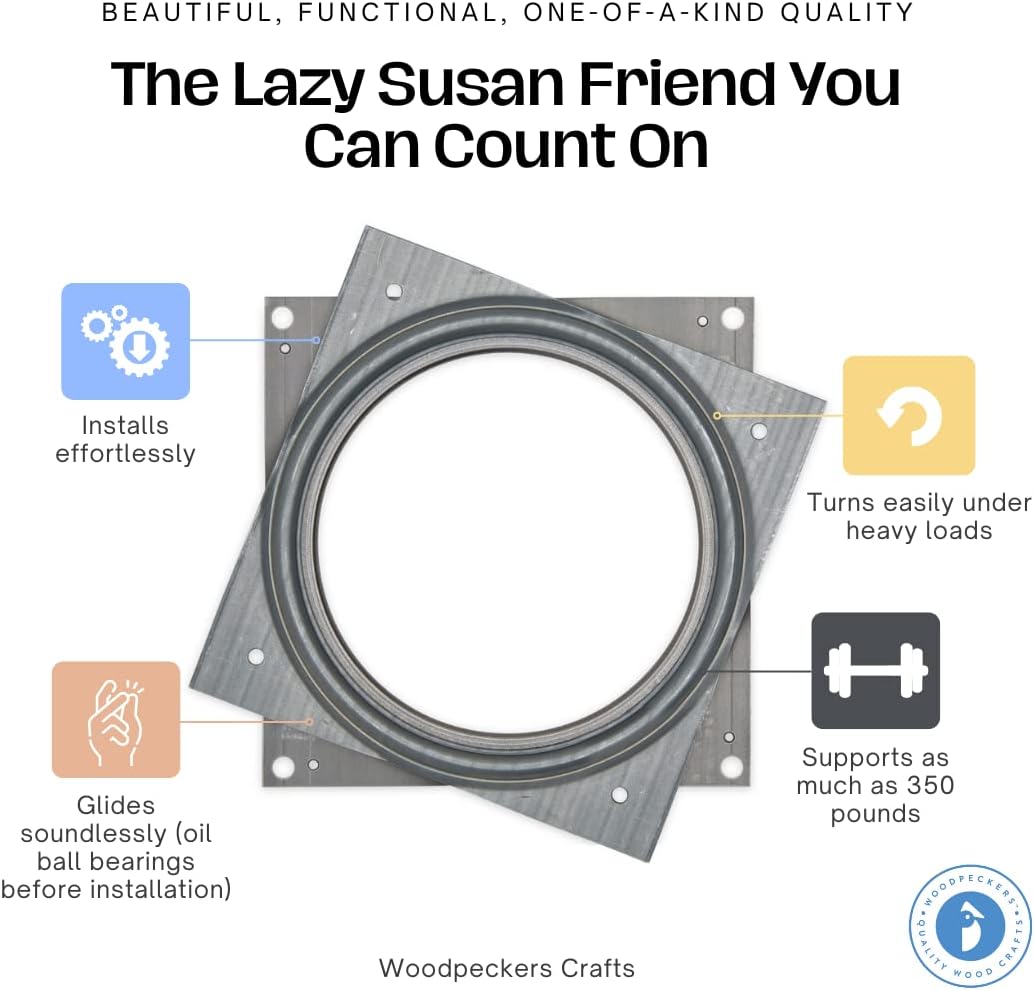 Lazy Susan Hardware, 4 inch, 350 lbs. Load Capacity, Pack of 5 Steel Lazy Susan Turntable Ball Bearing, by Woodpeckers