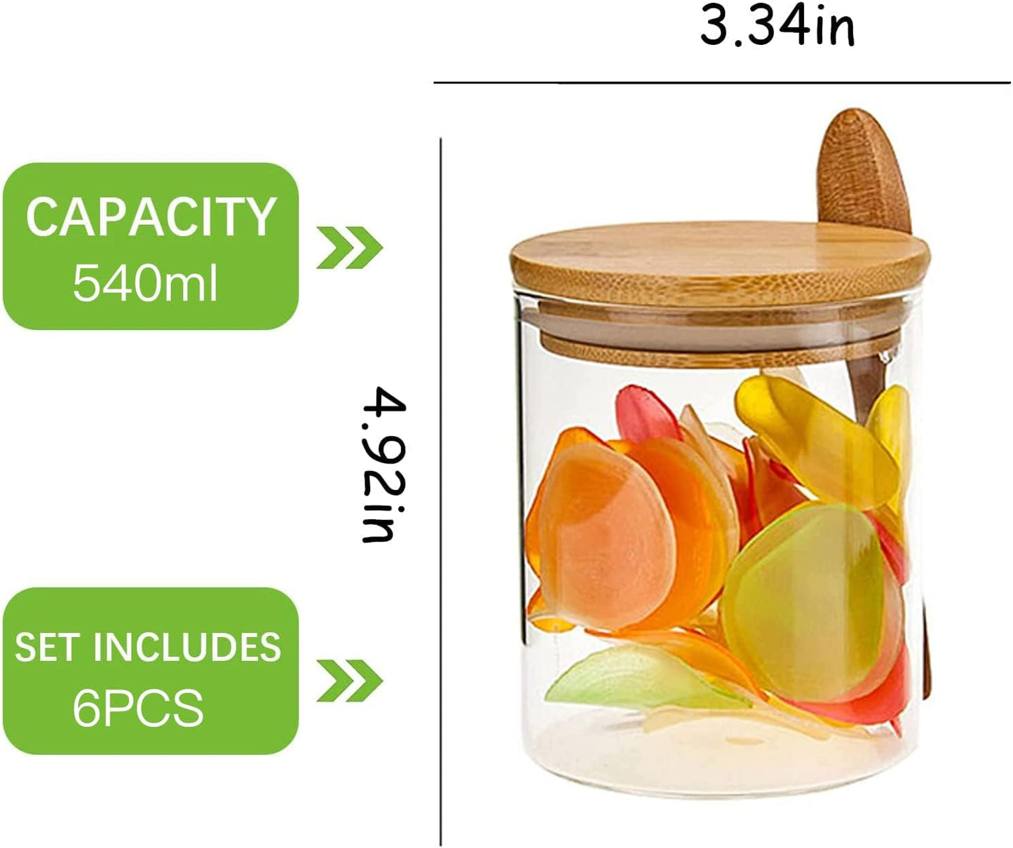6-Pack 18.5oz Airtight Glass Meal Prep Containers with Lids – Overnight Oats Jars for Coffee, Nuts, Candy, Chia Seed Sugar & Pudding | Leakproof Borosilicate Glass Food Storage Jars