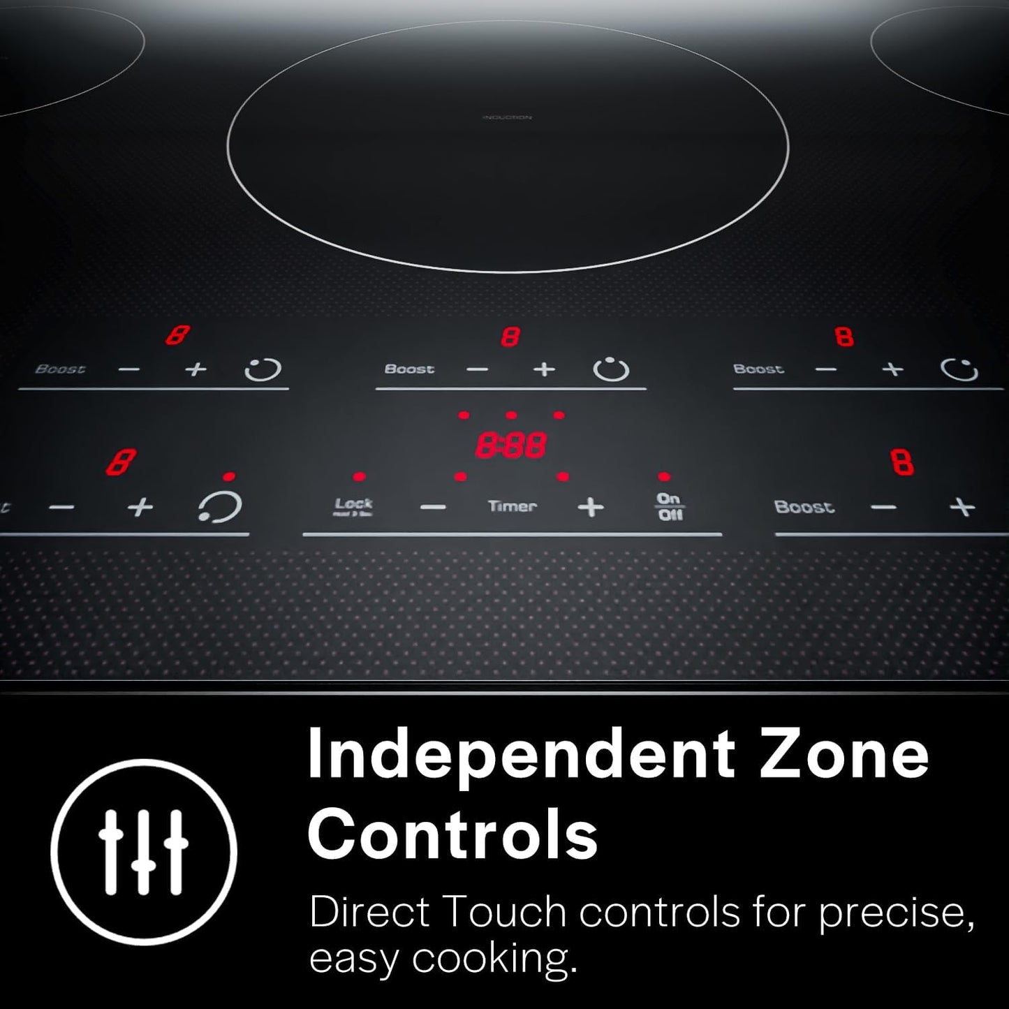 Empava 36 Inch Electric Induction Cooktop Built-in, 5 Zone Smooth Glass Surface, Touch Sensor Panel Power Boost, Timer Control, Child Lock Feature, Hardwired Kitchen Appliance