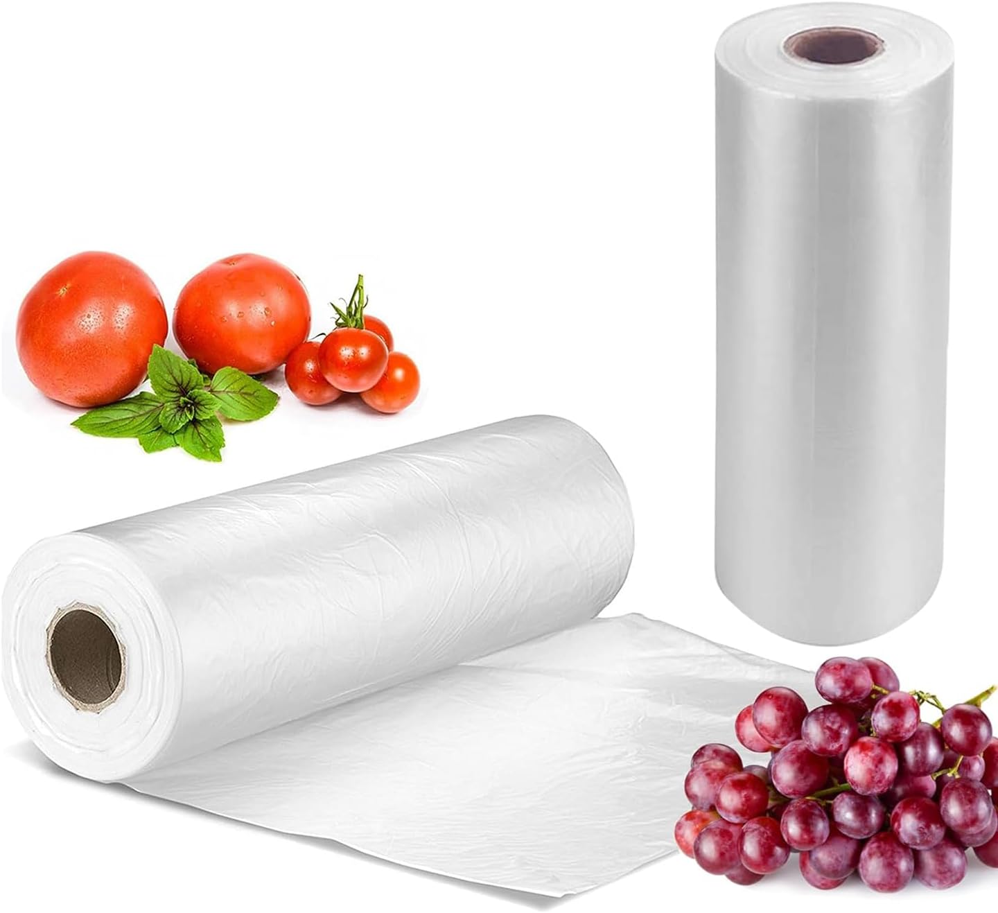 [4 Rolls] 12" X 20" Plastic Produce Bags on a Roll, Bread and Grocery Clear Bag, 350 Bags Per Roll