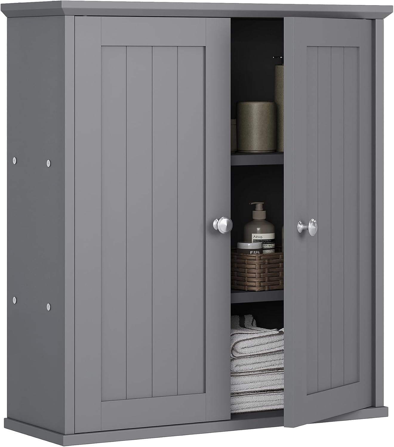 Meilocar Bathroom Wall Cabinet, Bathroom Cabinet Wall Mount, Over Toilet Space Saver Storage Cabinets Wall Mounted, Wood Medicine Cabinets with Doors, Grey