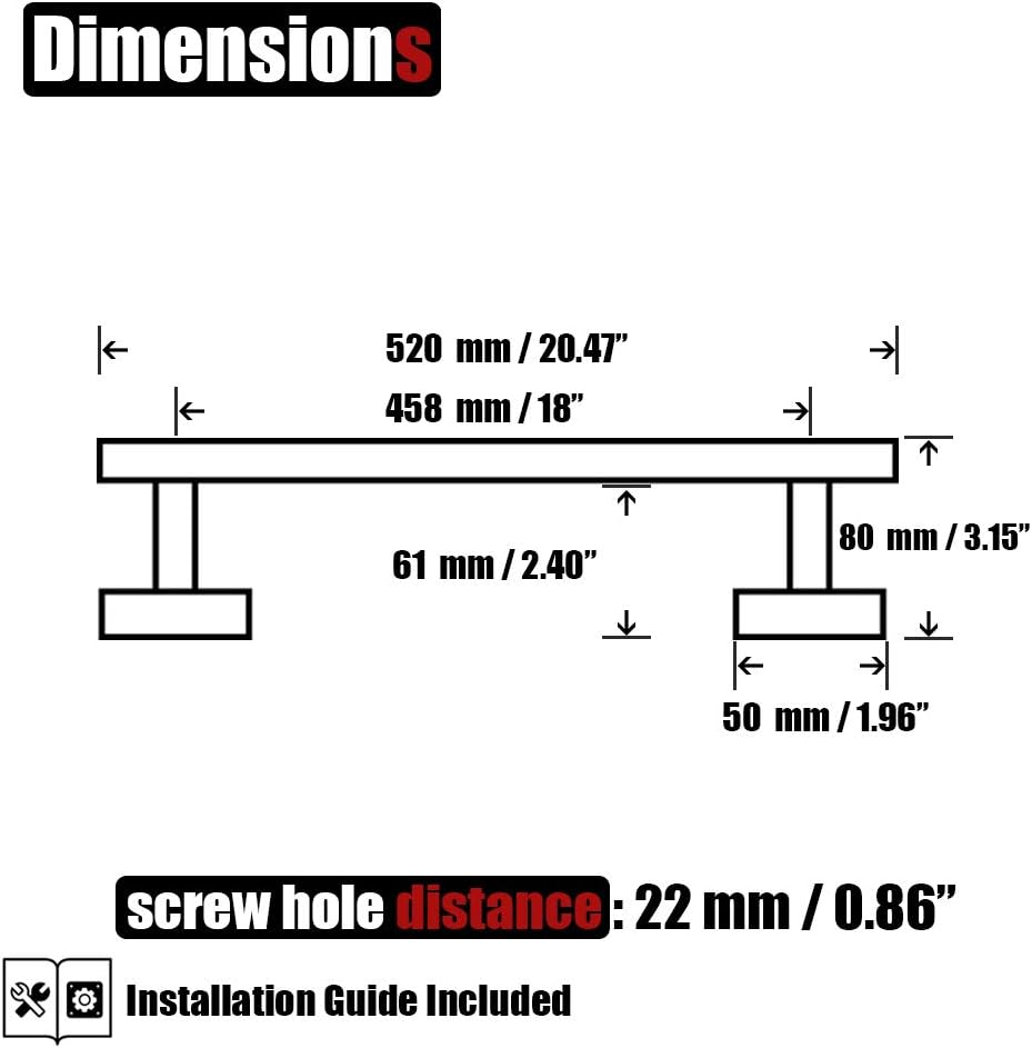 JQK Bath Towel Bar, 20.5 Inch 304 Stainless Steel Thicken 0.8mm Towel Rack Bathroom, Towel Holder Brushed Finished Wall Mount, Useable Length 18 Inch TB110L18-BN