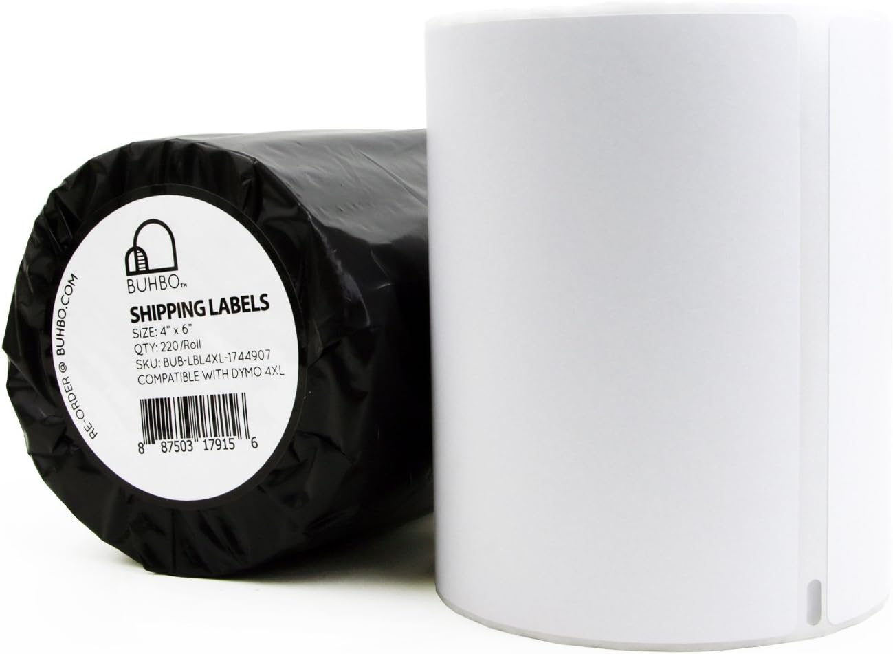 Buhbo Compatible with DYMO LabelWriter 4XL 4" x 6" Shipping Label 1744907, White (220 Per Roll)