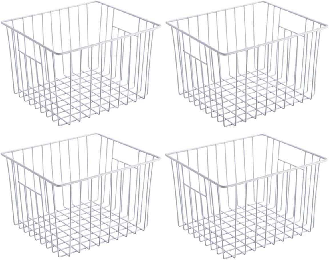 SANNO 11“ Freezer Baskets Storage Organizers, Farmhouse Organizer Bins for Cabinets, Pantry, Closets, Bedrooms